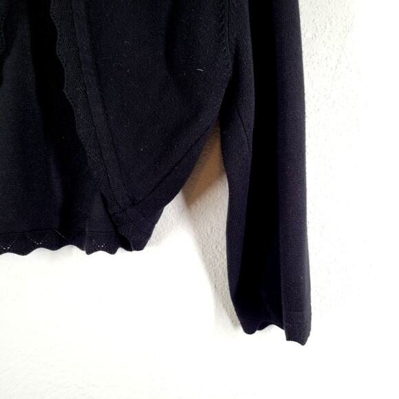 Grace Karin Knit Bolero Cardigan Womens Large Black Button Scalloped Shrug - Picture 2 of 9